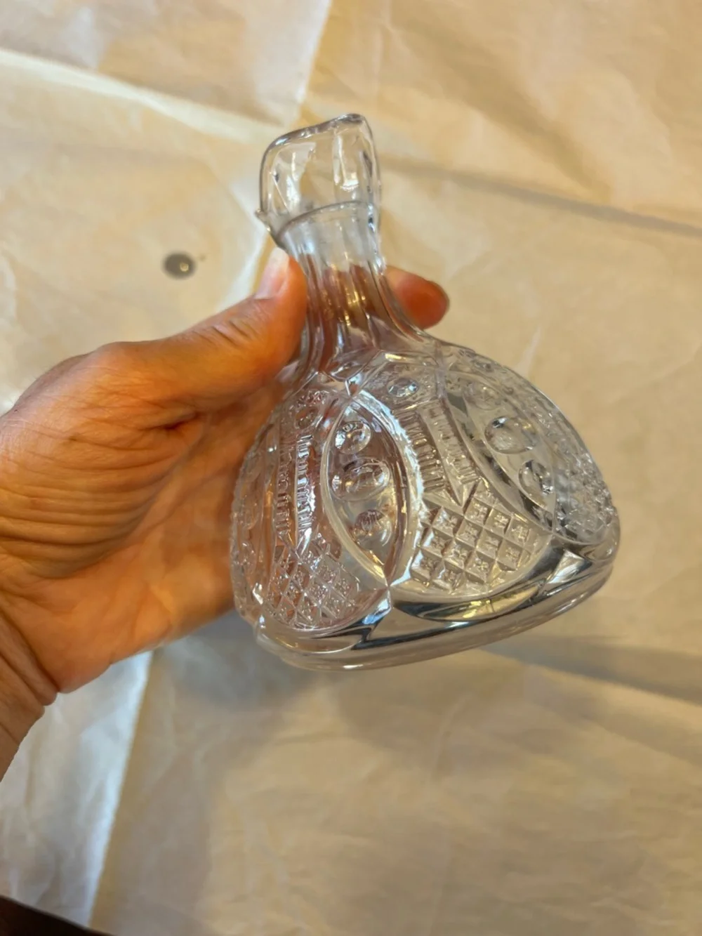 Cut Glass Cruet with Stopper - Clear Glass